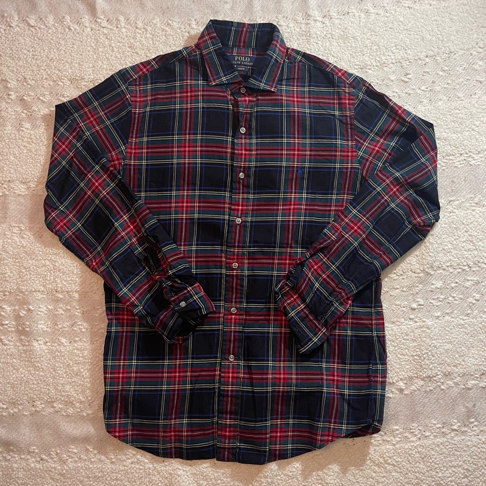 Polo by Ralph Lauren Men’s Slim Fit Plaid Button Dress Shirt